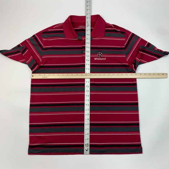 Nike Golf Shirt Mens L Large Wine Red Striped Stretch Performance Polo Whirlwind - Picture 8 of 12